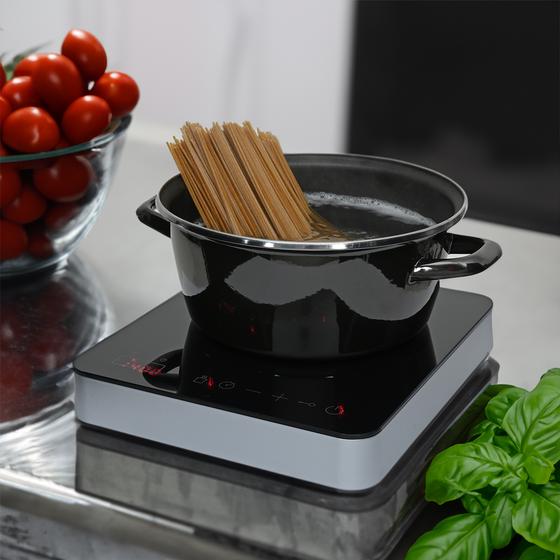 Induction hob is used in the kitchen