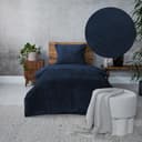 Parure de lit en teddy à chevrons - bleu pétrole