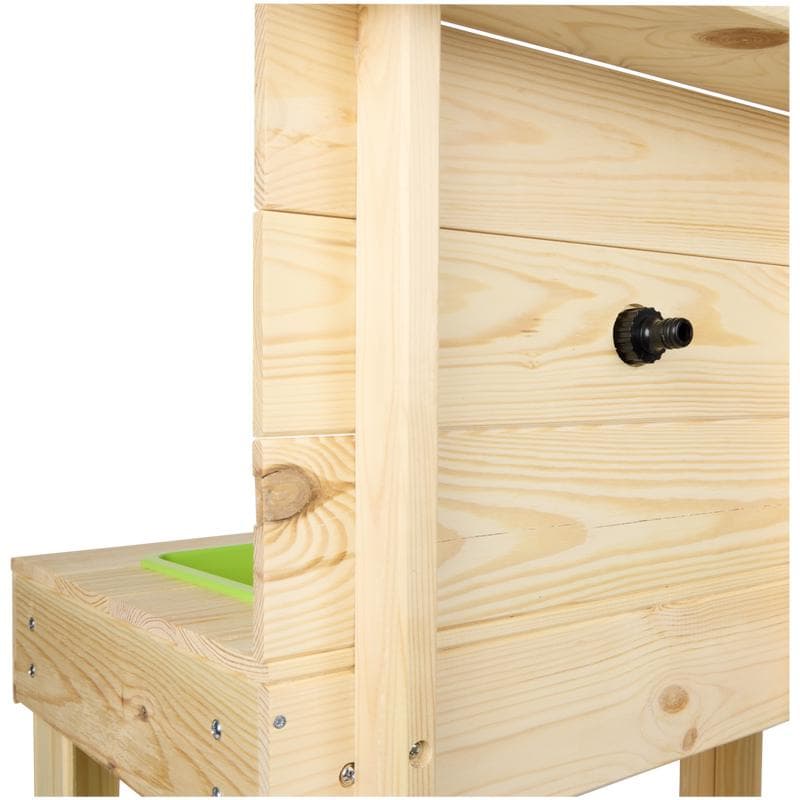 Houten modderkeuken met kraan - buiten speelkeuken