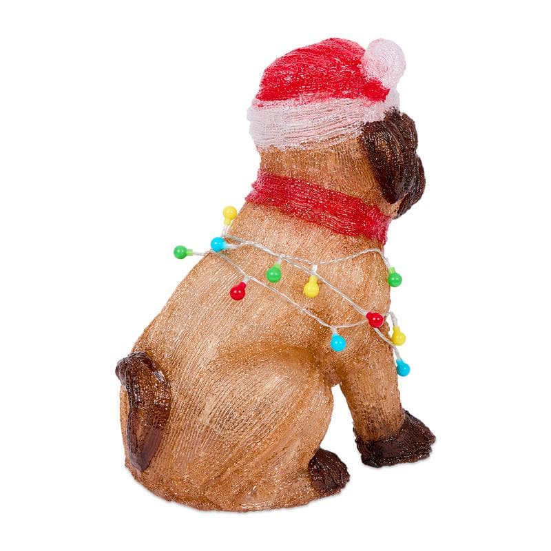 Acryl hond met lichtjes - bruin