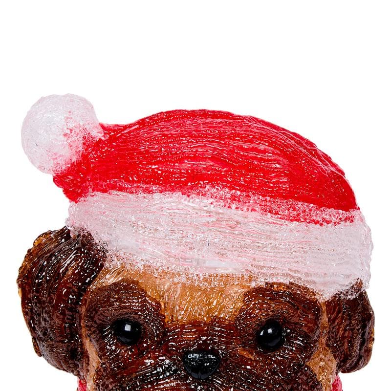 Acryl hond met lichtjes - bruin