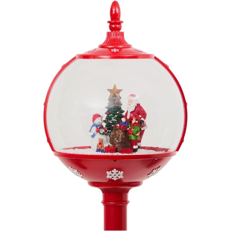 Lampadaire de Noël avec neige, son et lumière