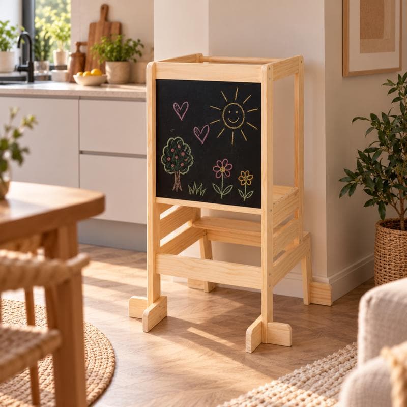 Houten leertoren met tekenbord