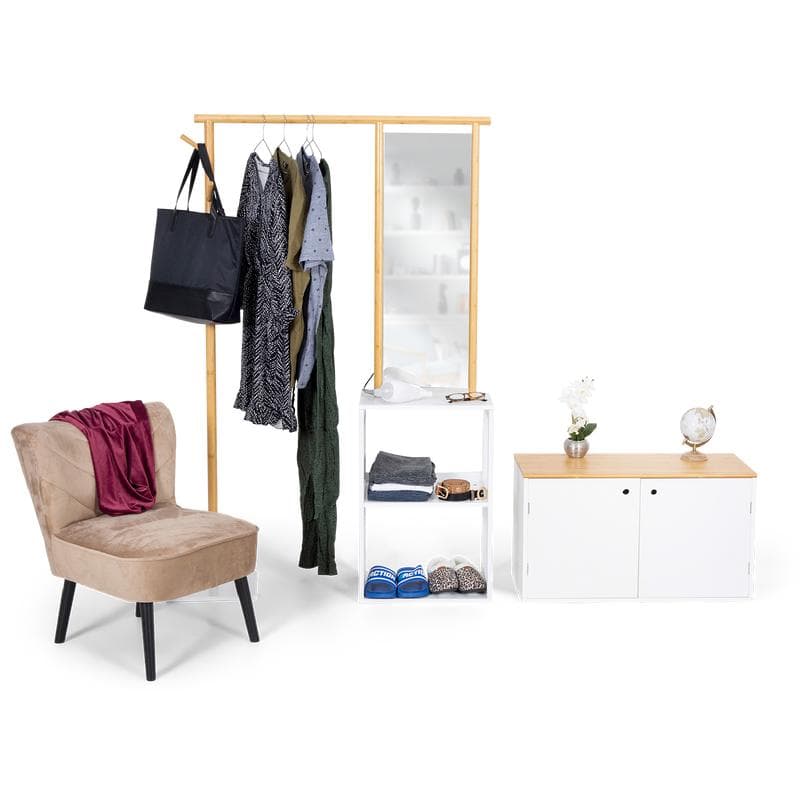 Bamboe kledingrek met spiegel