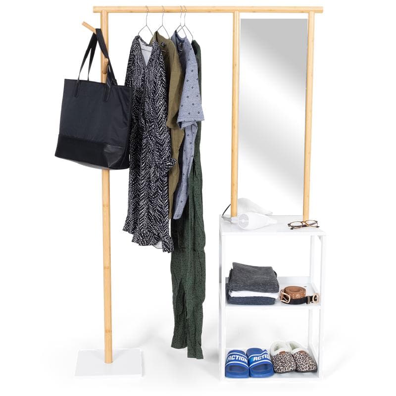 Bamboe kledingrek met spiegel