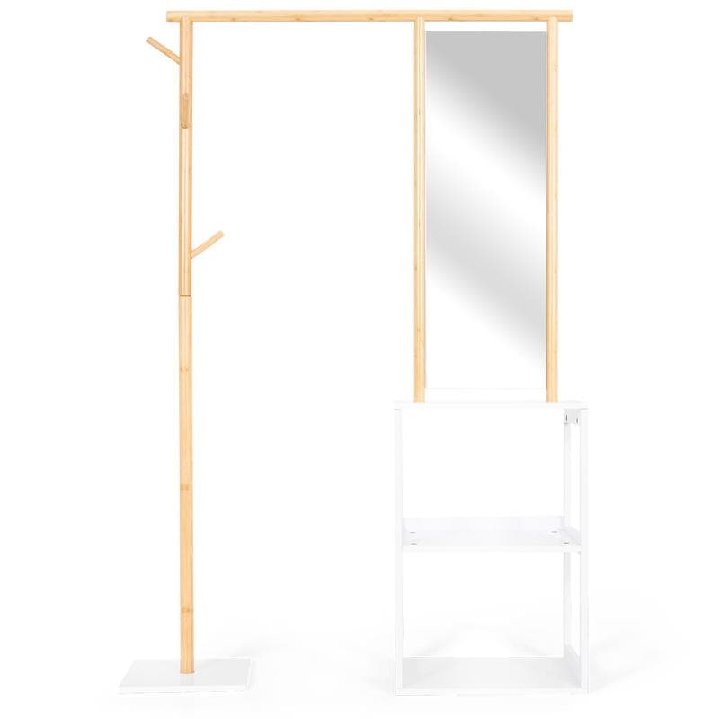 Bamboe kledingrek met spiegel