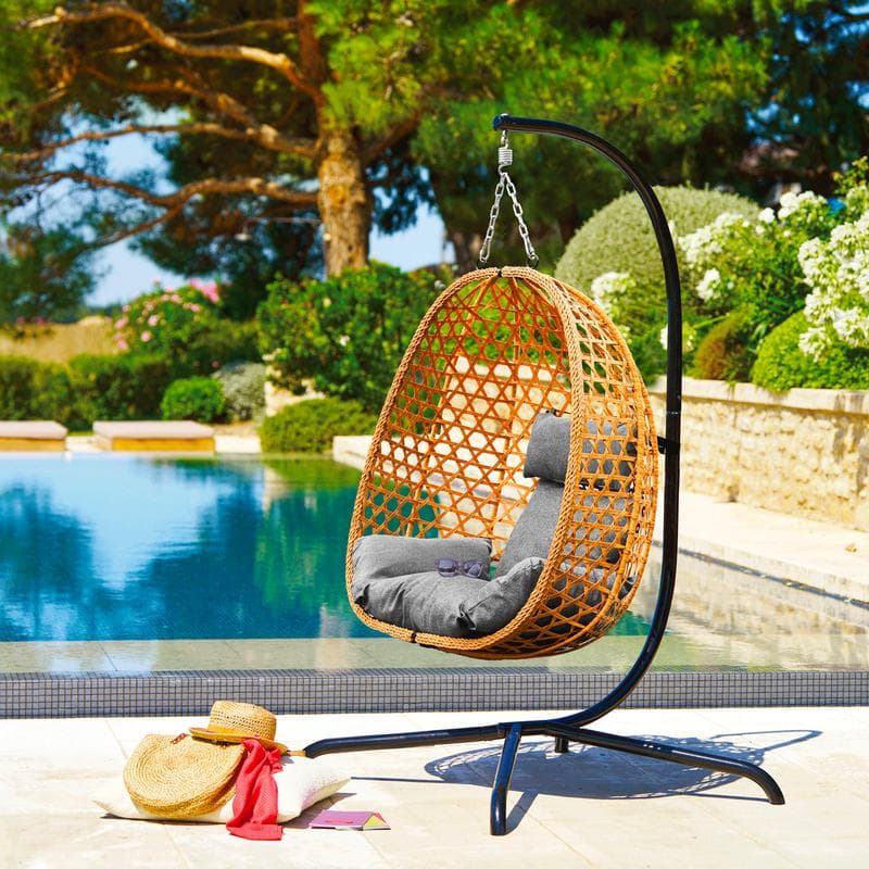 Ei-vormige hangstoel voor buiten