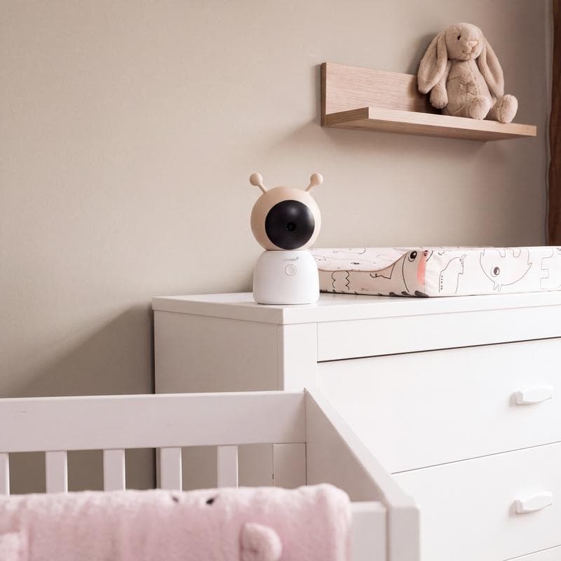 Omajin babyfoon met camera - beige / rood