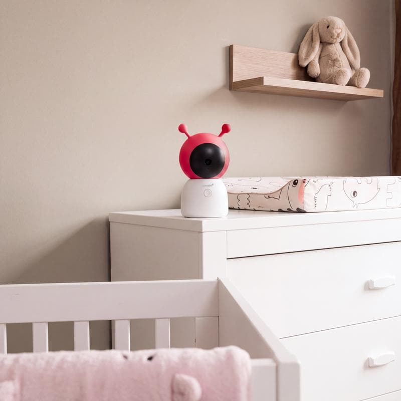 Omajin babyfoon met camera - beige / rood