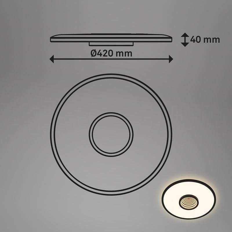 Ronde led plafondlamp met tunneleffect - zwart