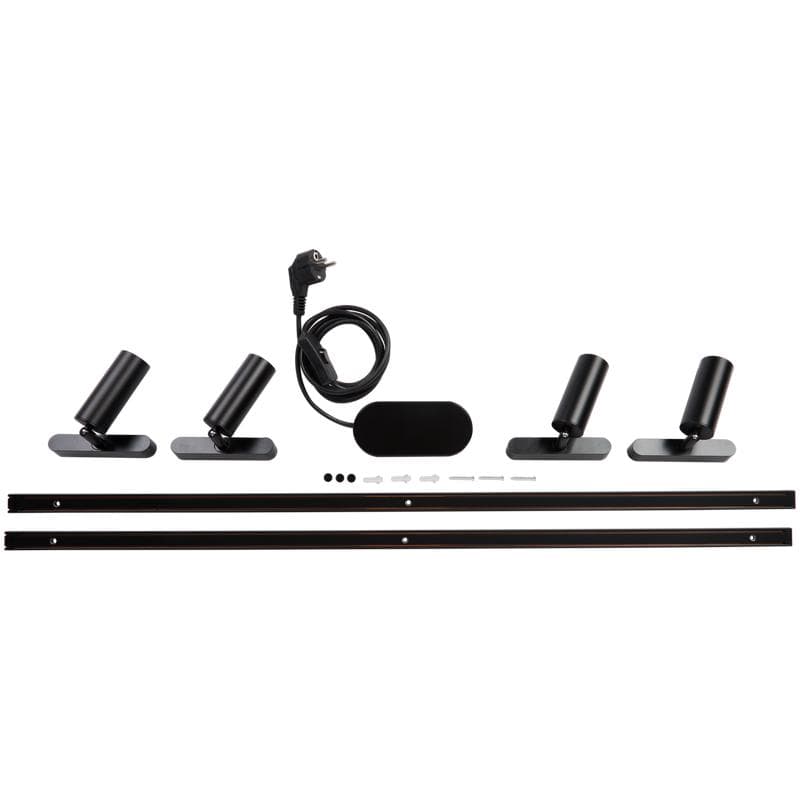 Railverlichting met 4 spots - zwart