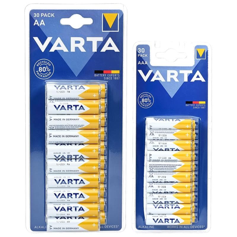 Piles alcalines Varta format XXL - 60 pièces