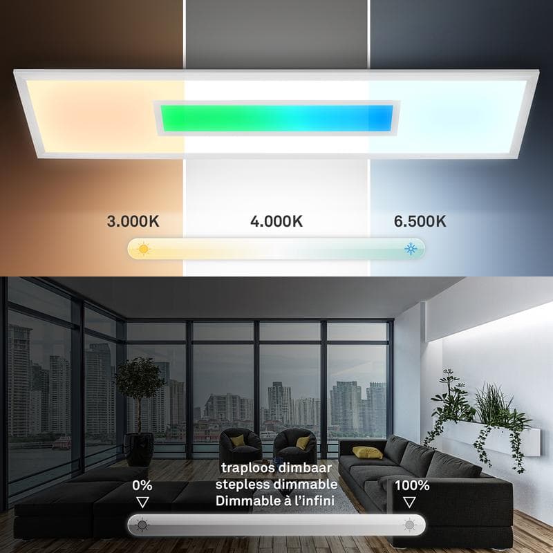 Telefunken led-paneel plafondlamp - 100 x 25 cm