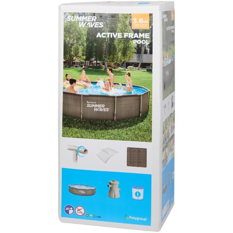 Zwembad met rotanlook frame Ø 366 cm