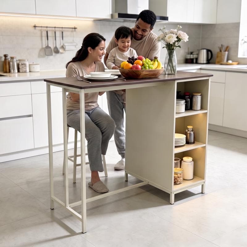 Bartafel met opbergvakken - walnootlook