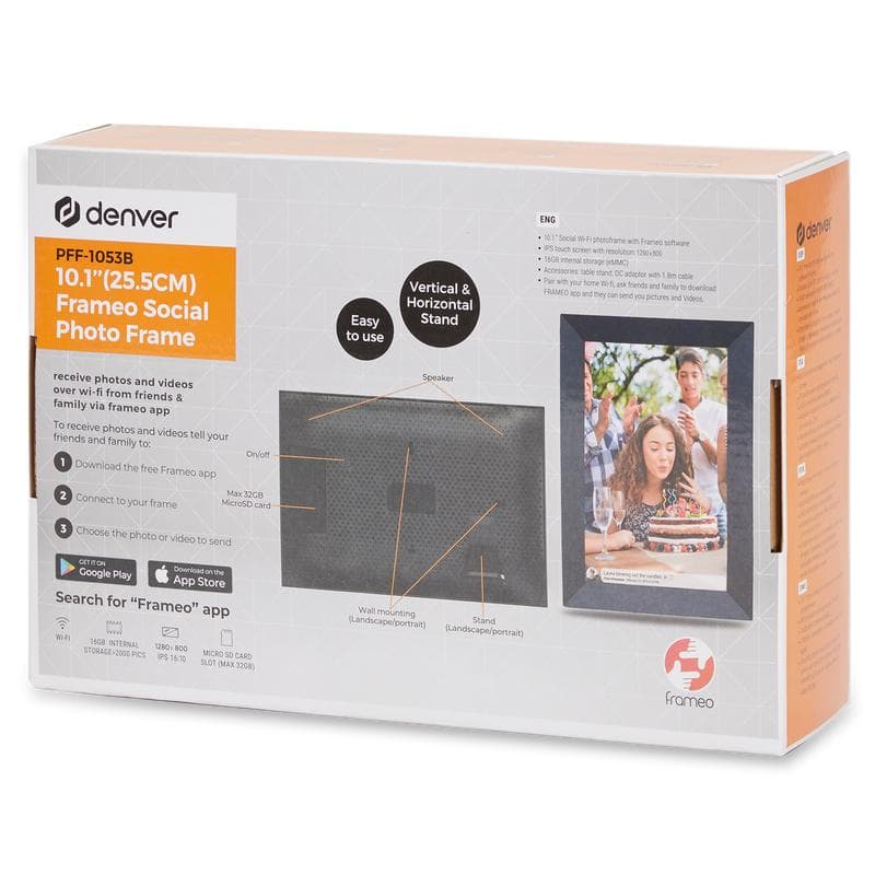 Cadre photo numérique Denver 10.1 pouces - noir