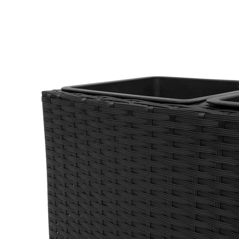 Jardinière aspect rotin 3 en 1 - noir