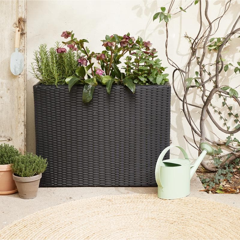 Rattan plantenbak 3-in-1 - zwart
