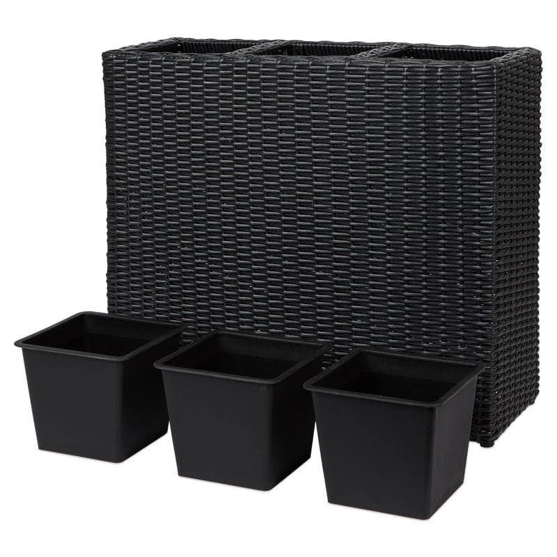 Rattan plantenbak 3-in-1 - zwart