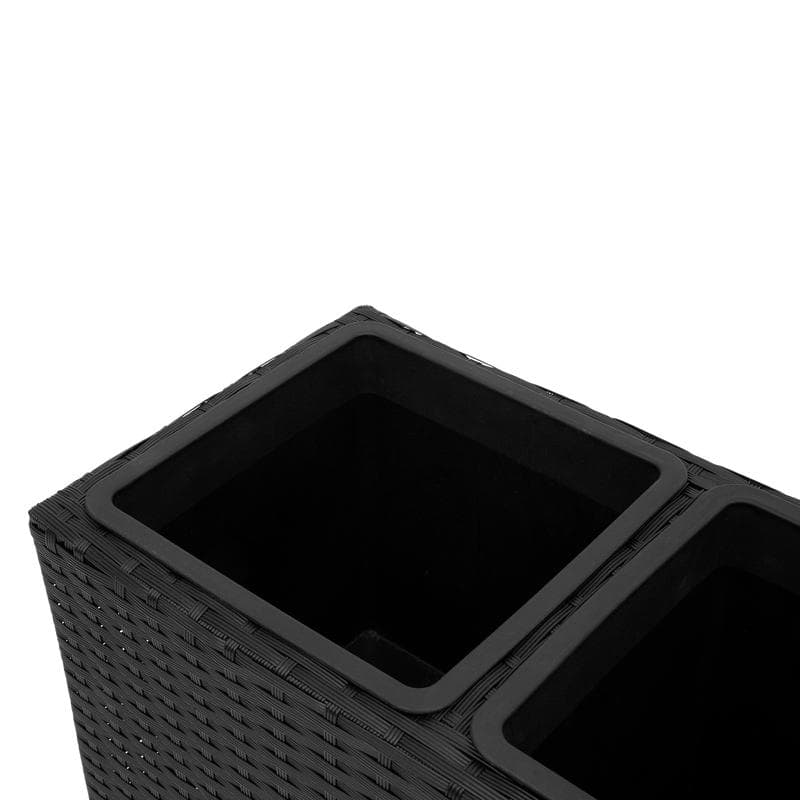 Jardinière aspect rotin 3 en 1 - noir