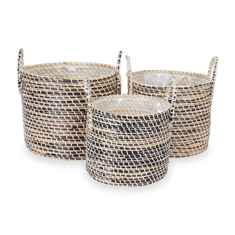 Panier cache-pot en zostère - lot de 3