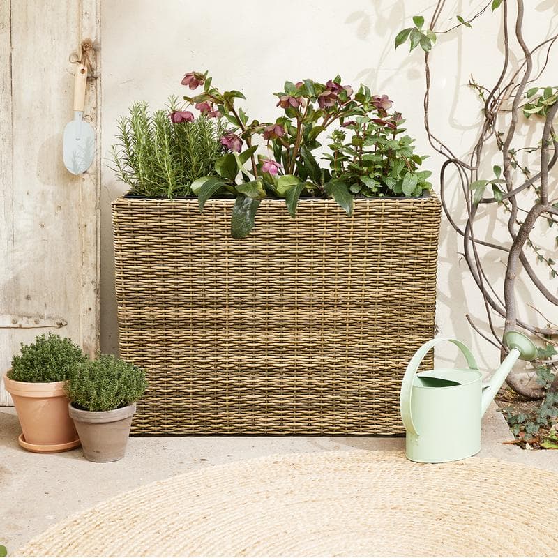 Rattan plantenbak 3-in-1 - bruin