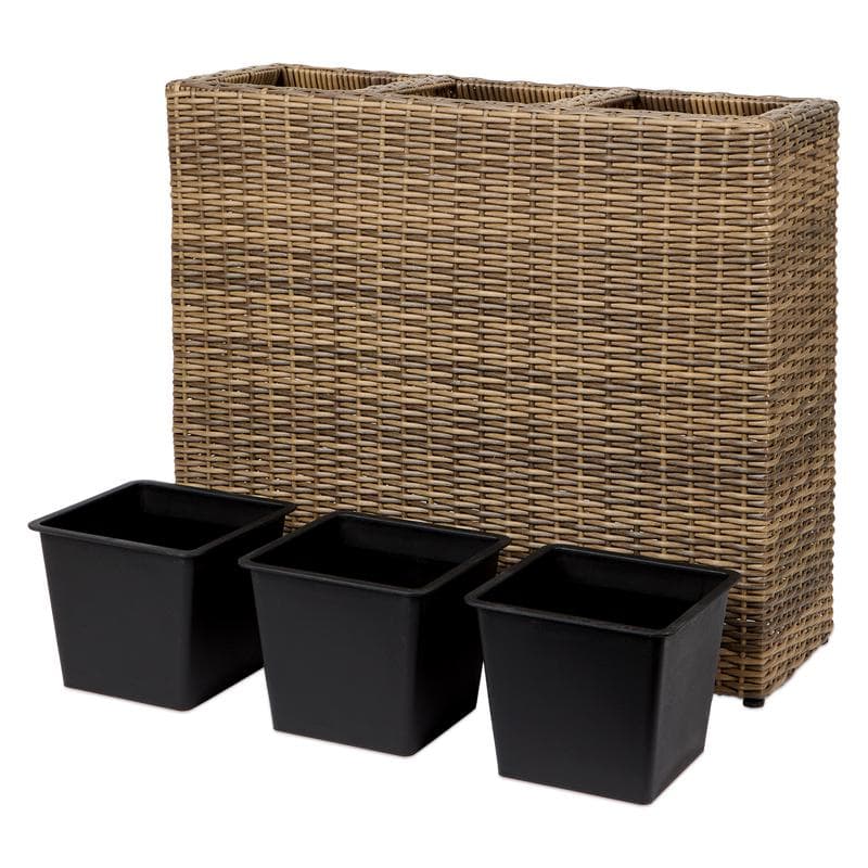 Jardinière aspect rotin 3 en 1 - marron
