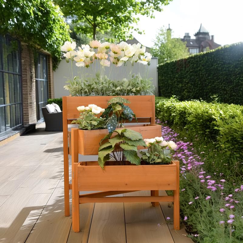 Houten 3-traps plantenbak