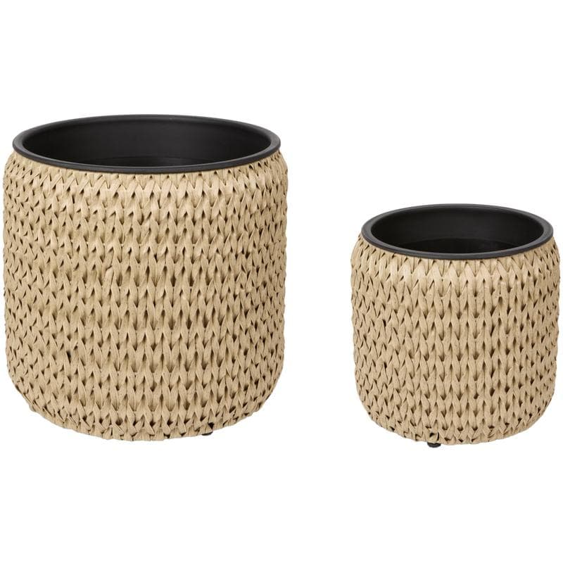 Set van 2 lage plantenpotten - naturel