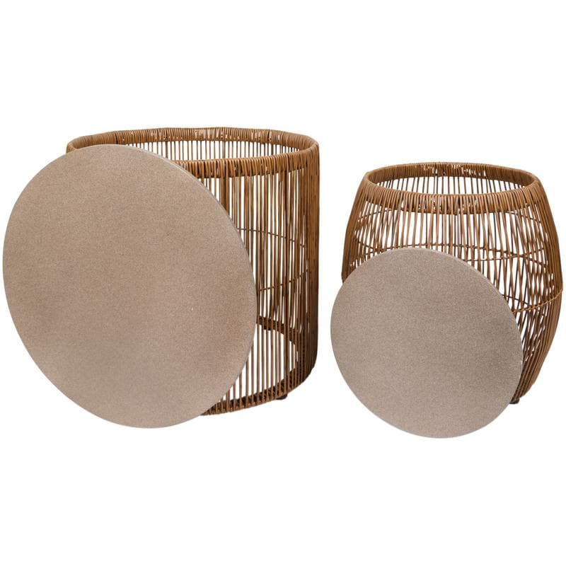 Lot de 2 tables d'appoint - marron