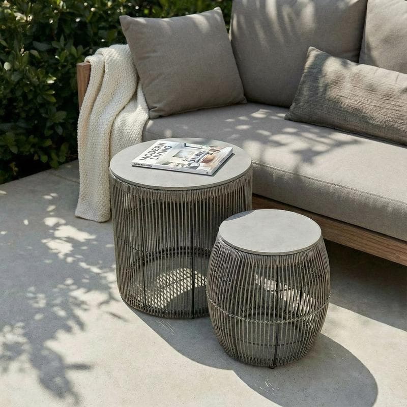 Lot de 2 tables d'appoint - gris