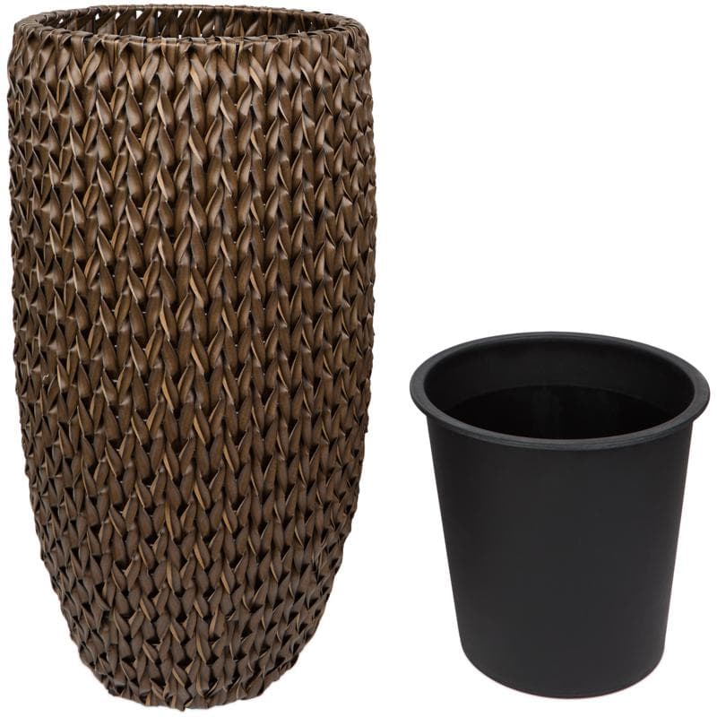 Set van 2 hoge plantenpotten - bruin