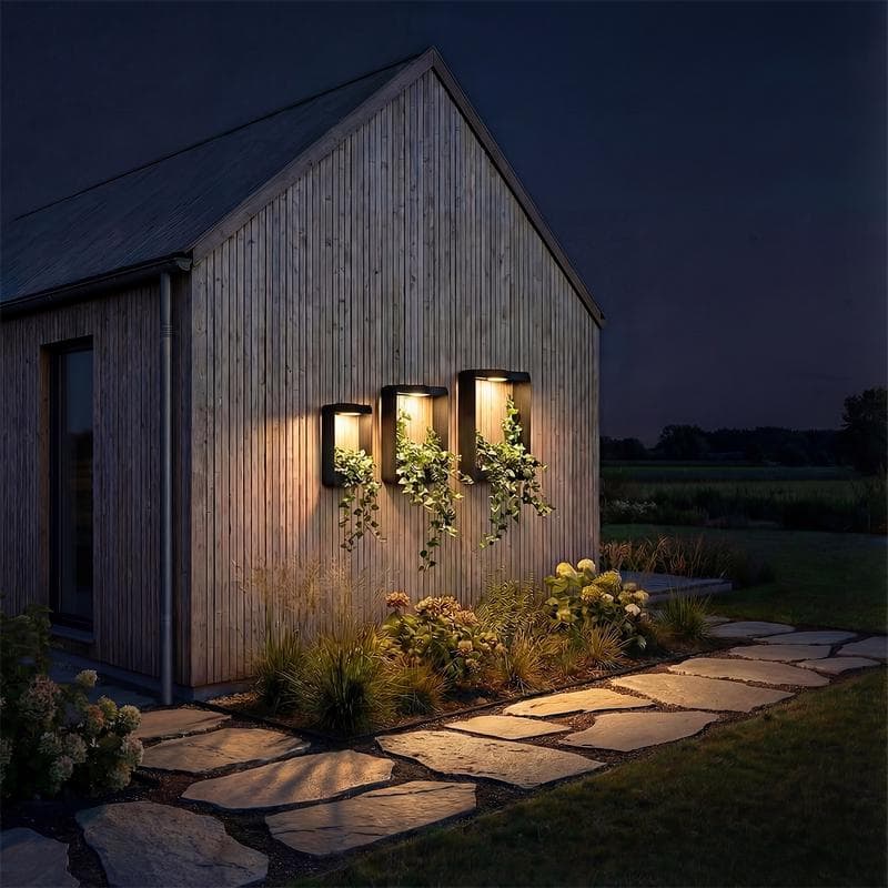 Support mural pour plantes avec lampe solaire