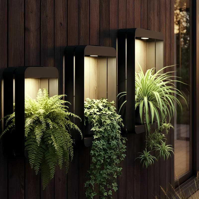 Wandplantenbakken set met solarverlichting