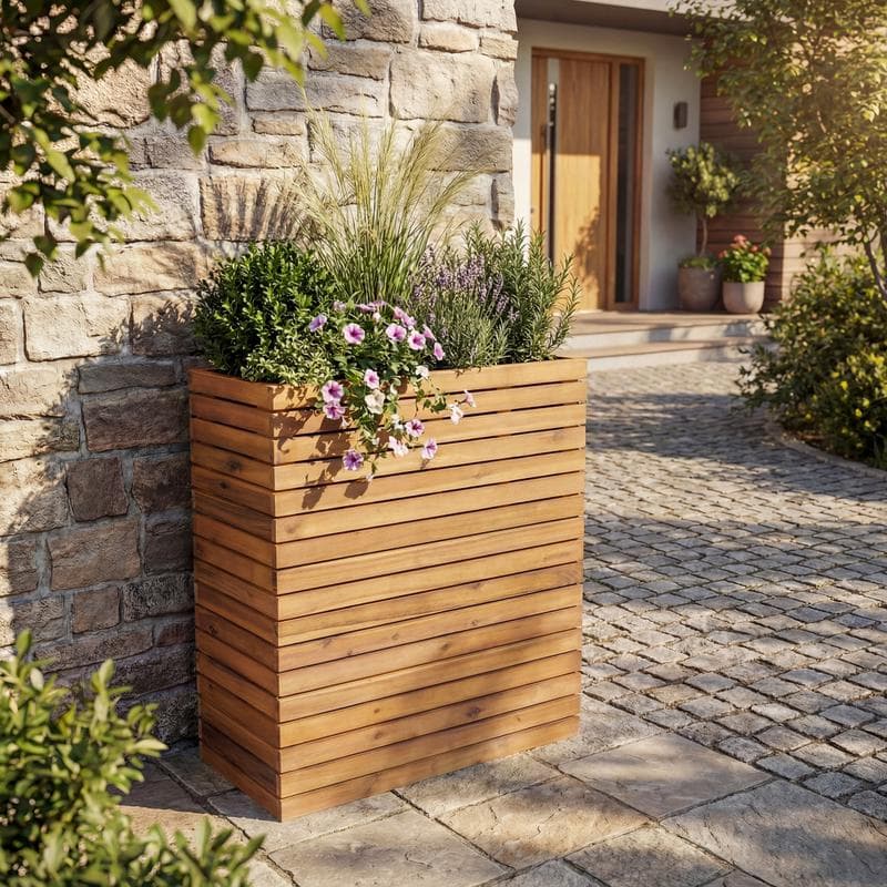 Rechthoekige houten plantenbak