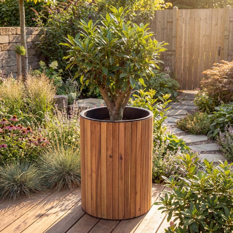 Pot de fleurs rond en bois