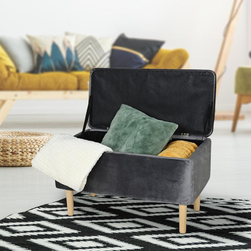 Velvet opbergbankje - Antraciet