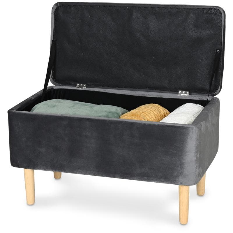 Velvet opbergbankje - Antraciet