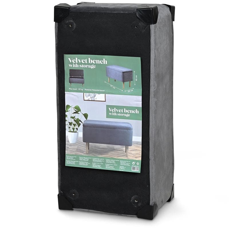 Velvet opbergbankje - Antraciet