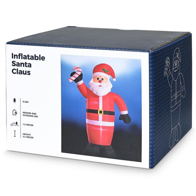 Gigantische opblaasbare buitendecoratie van de kerstman van 14 Ft x 12,3 ft - zwarte kerstman met geschenkzakje en suikerriet, ingebouwd licht