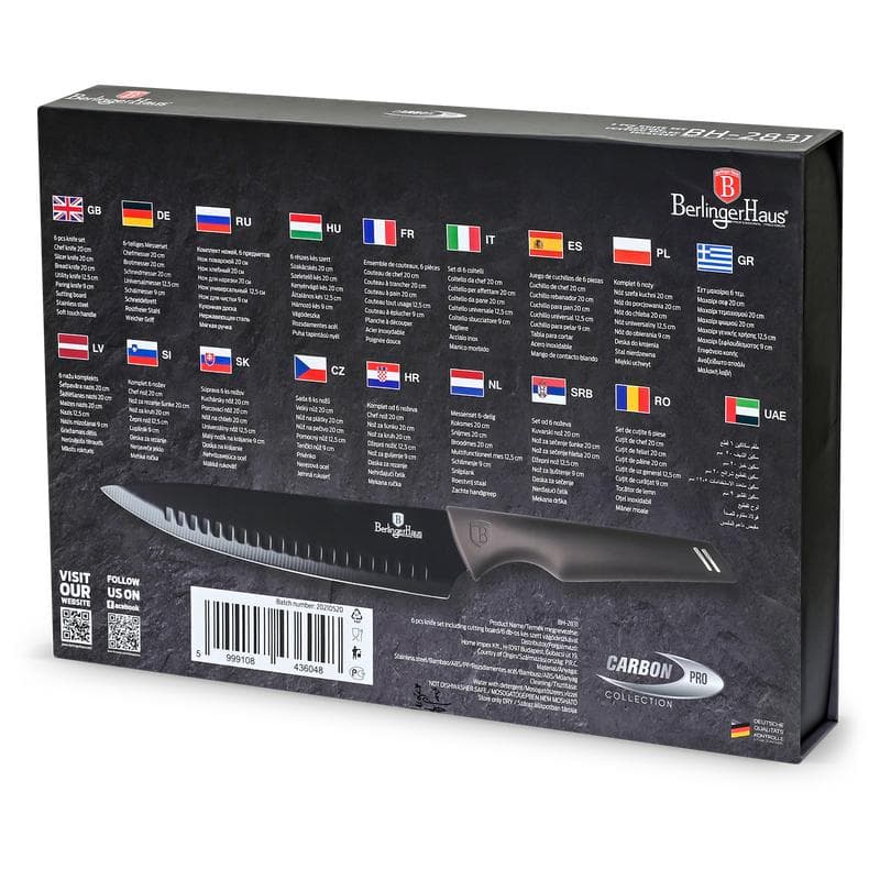 Set de couteaux de cuisine avec planche à découper