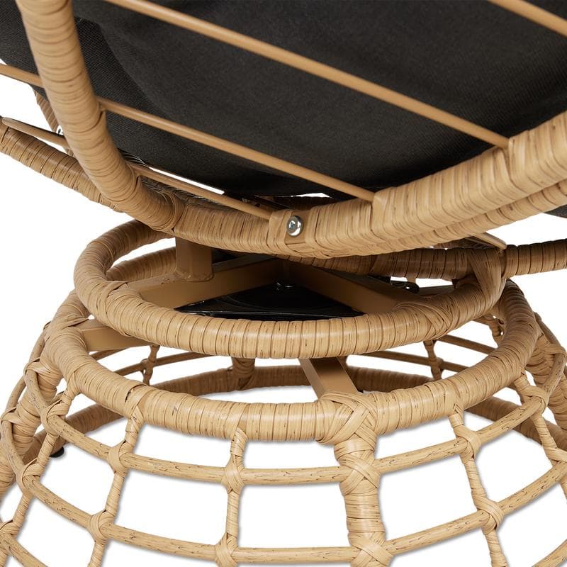 Ronde rotan loungestoel met luxe kussen