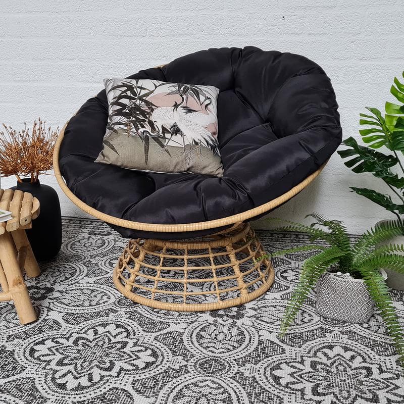 Ronde rotan loungestoel met luxe kussen