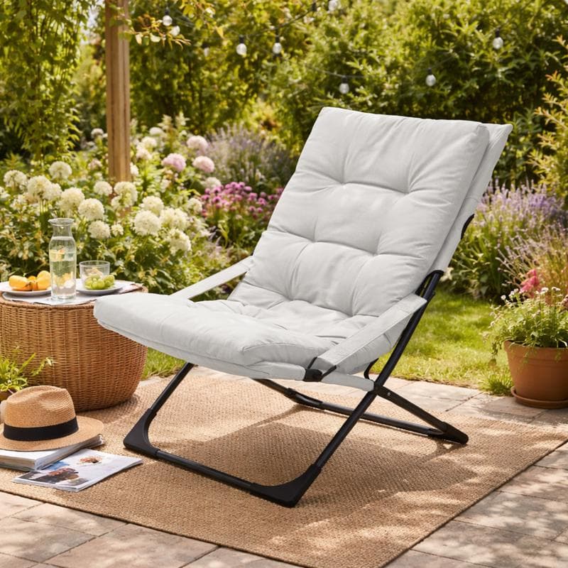 Fauteuil de jardin avec coussins - crème