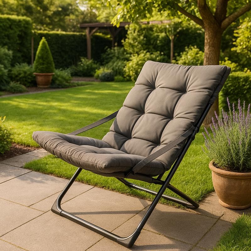 Loungestoel met kussen - grijs