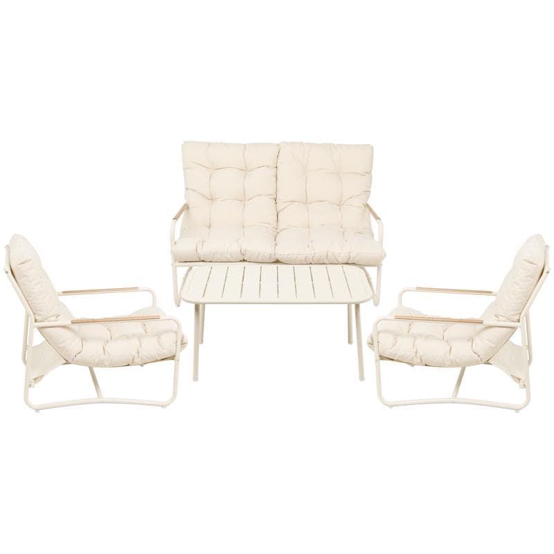 Salon de jardin premium avec coussins - crème