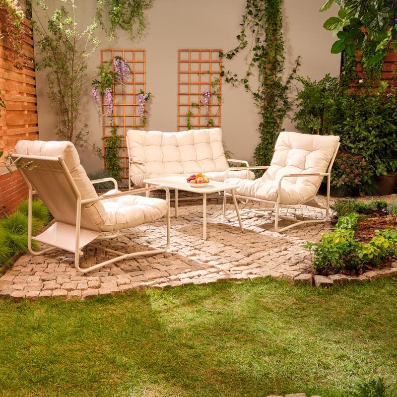 Loungeset met luxe kussens – crème