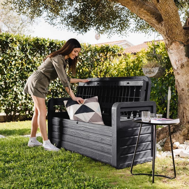 Banc de jardin avec coffre - anthracite
