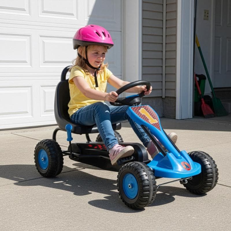 Skelter met handrem – blauw/zwart