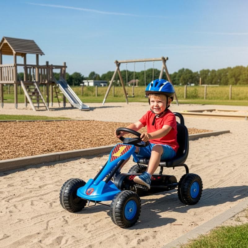 Skelter met handrem – blauw/zwart